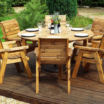 Six Seater Round Garden Furniture Table Set, 4 of 5