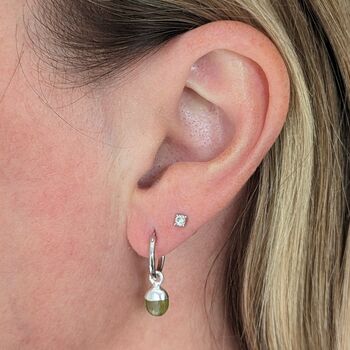 August Birthstone Earrings, Peridot, Silver, 6 of 7