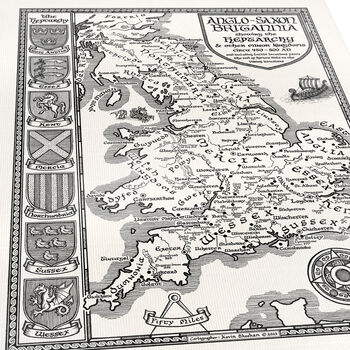 Anglo Saxon Britain Map Hand Drawn Fine Art Print, 2 of 12