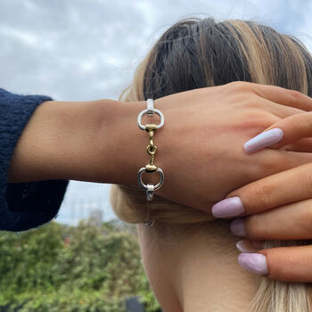 Personalised Two Tone Horsebit Bracelet Bangle, 2 of 8