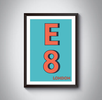 E8 Hackney Dalston London Typography Postcode Print, 4 of 11