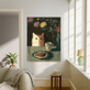 White Cat Table Portrait Art Print, thumbnail 3 of 4