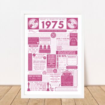 Personalised 1975 Music Print 50th Birthday Gift, 5 of 8