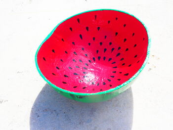 Hand Painted Watermelon Calabash Bowl, 2 of 4