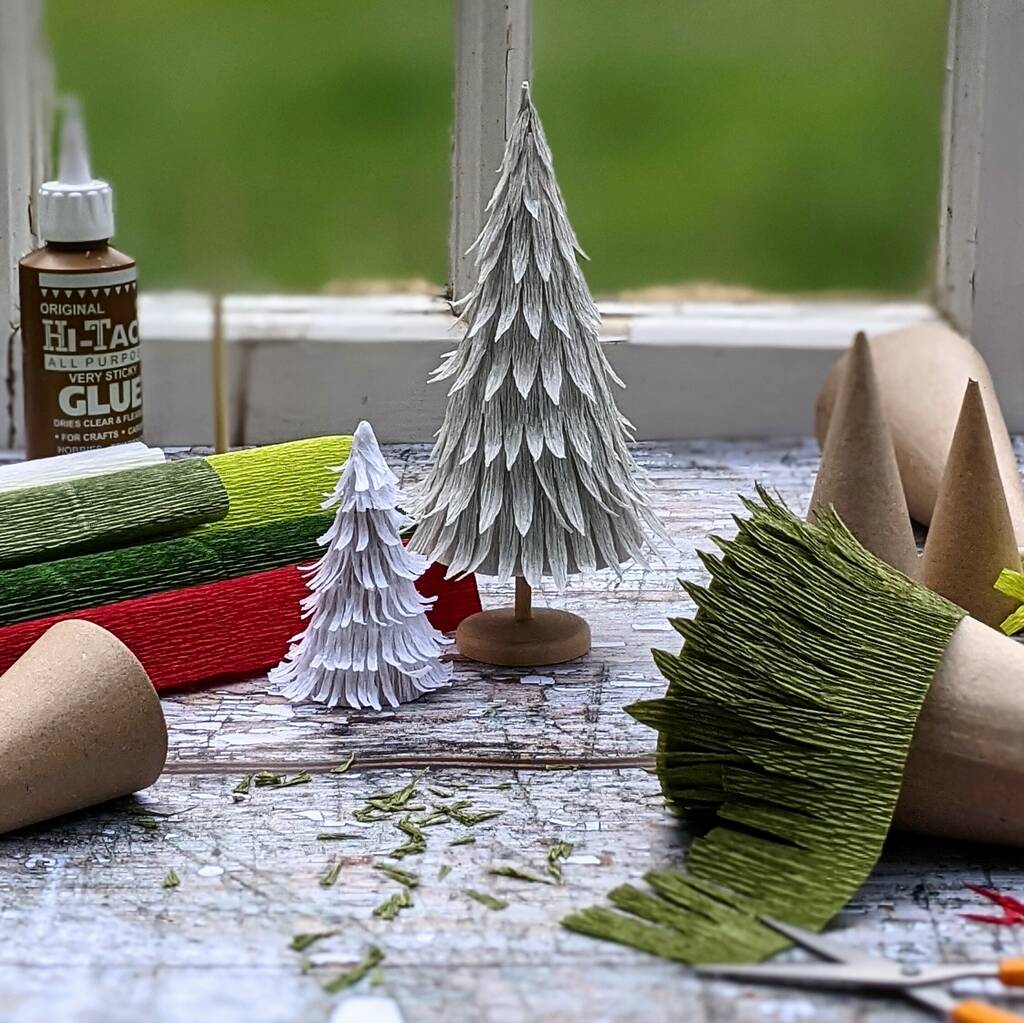 Crepe Paper Christmas Trees Craft Kit, 1 of 9