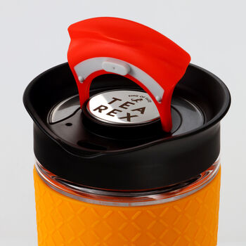Tea Rex Travel Mug With Infuser Built In Orange Lid, 4 of 5