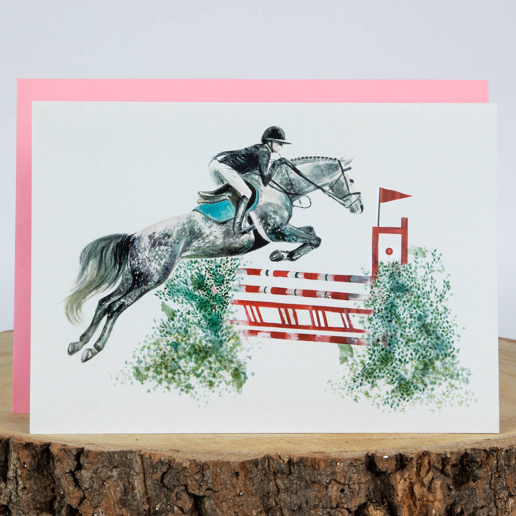 showjumping-horse-greeting-card-horse-gift-by-caroline-towning-art