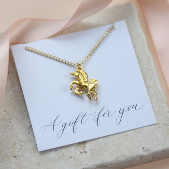 Gold Plated Unicorn Necklace, 2 of 7