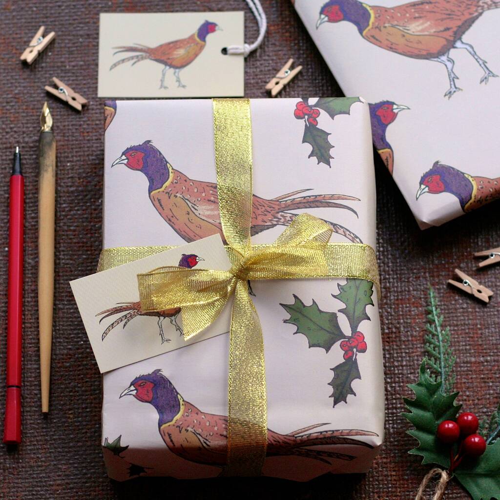 Pheasant Christmas Wrapping Paper Set, 1 of 5