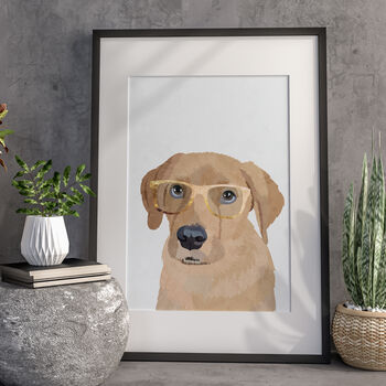 Custom Pet Portrait Wearing Glasses Personalised Dog Cat Gift, 12 of 12