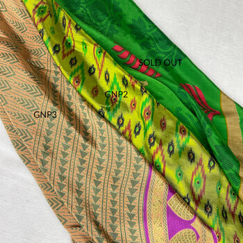 Fair Trade Recycled Sari Hair Neck Scarf Square 55cm, 10 of 12