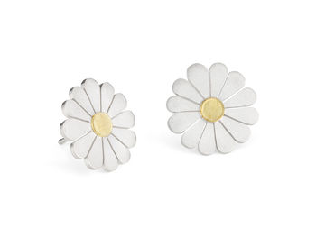 Daisy Earrings In Silver And 18ct Gold, 4 of 7