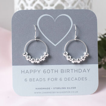 60th Birthday Earrings, Kate, Sterling Silver, 4 of 4