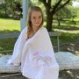Personalised White Bath Towels With Liberty Print, thumbnail 1 of 9