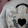 Cream Cropped Peace And Love Biker Moto Jacket, thumbnail 5 of 9