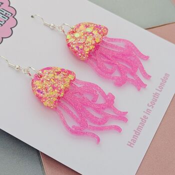 Handmade Resin Jellyfish Earrings That Wiggle With Every Step, 6 of 12