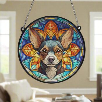 Chihuahua Black Stained Glass Effect Suncatcher, 6 of 6