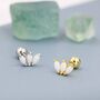 Sterling Silver White Opal Marquise Cluster Screw Back Earrings, thumbnail 1 of 12
