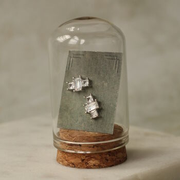 Silver Art Deco Crystal Stud Earrings, 2 of 11