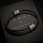 Men's Black Personalised Adjustable Leather Bracelet With Black Accents, thumbnail 3 of 7