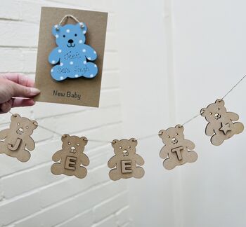 Personalised New Baby Bunting Gift And Card Godchild, 2 of 2