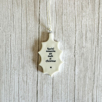 Porcelain Holly Ornament Memories Made At Christmas Keepsake Gift, 2 of 4