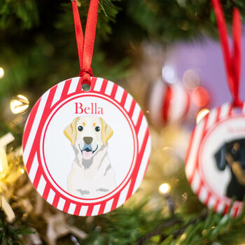 Personalised Dog Christmas Decoration Candy Cane Stripes, 9 of 10