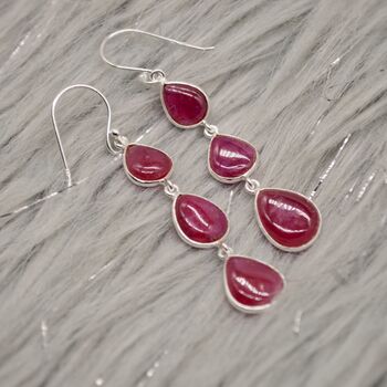 Red Ruby Drop Earrings: Silver Or Gold, July Birthstone Jewelry, 3 of 12