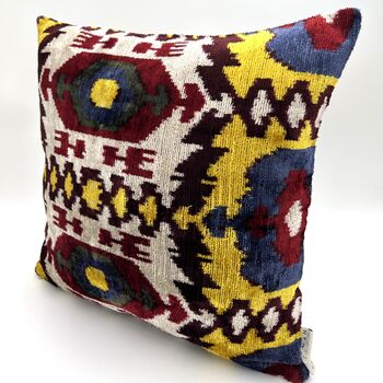 Square Velvet Ikat Cushion Ottoman Classic, 3 of 8