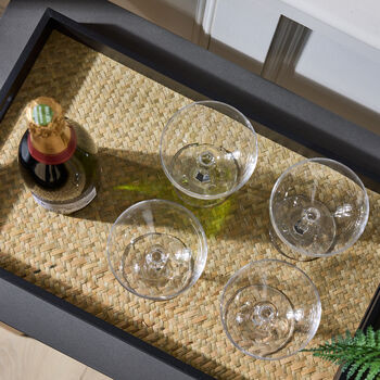 Black Wood And Rattan Serving Tray, 3 of 5