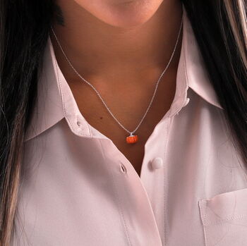 Sterling Silver Happy Autumn Pumpkin Necklace, 4 of 5