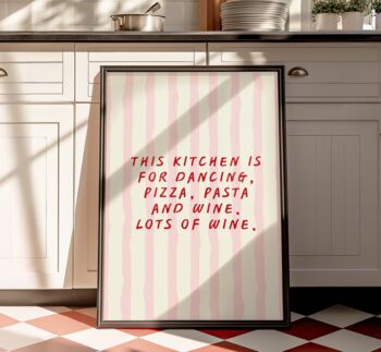 Kitchen Dancing Quote Wall Art Food Wine Lover Gift, 6 of 10