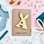 Personalised Easter Card Wooden Letter Bunny Yellow, thumbnail 2 of 2