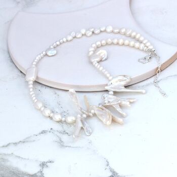Mismatched White Freshwater Pearl Necklace, 8 of 11