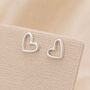 Sterling Silver Irregular Open Heart Stud Earrings, thumbnail 2 of 10