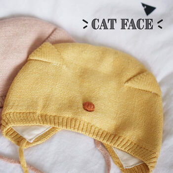 Cat Face Knitted Hat For Baby And Toddler, 10 of 11