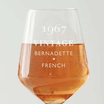 Personalised 'Vintage' Birthday Wine Glass, 6 of 9