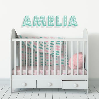 Personalised, Retro Fabric Name Wall Sticker, 3 of 3