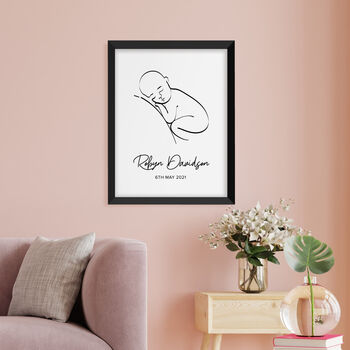 Personalised Line Art Resting Baby Print, 5 of 9