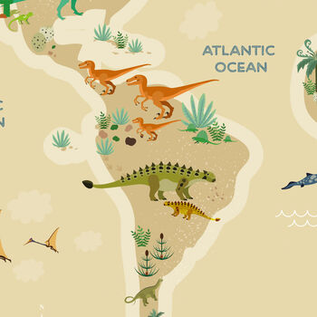Personalised Dinosaur World Map Print, 4 of 6