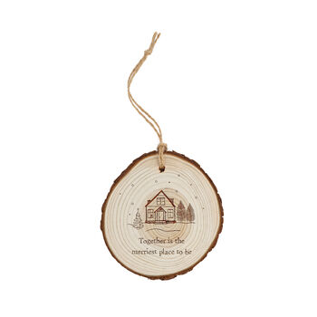 Wooden Log Hanging Sign 'Together Is The Merriest Place To Be' | Door Hanger | Wall Decoration | Festive, 2 of 2