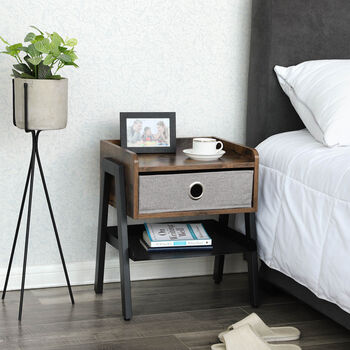 Nightstand End Table With Removable Fabric Drawer, 3 of 6