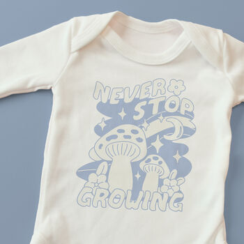 Never Stop Growing Retro Illustration Baby Grow, 2 of 6