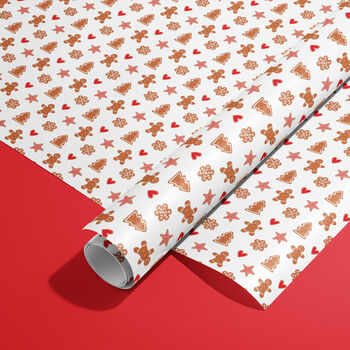 Gingerbread Man Wrapping Paper Roll Or Folded, 2 of 3