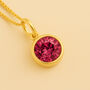 Personalised Gold Plated Sterling Silver October Pink Tourmaline Birthstone Necklace, thumbnail 1 of 8