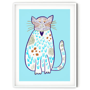 Smiling Cat Print Baby Blue, 3 of 4
