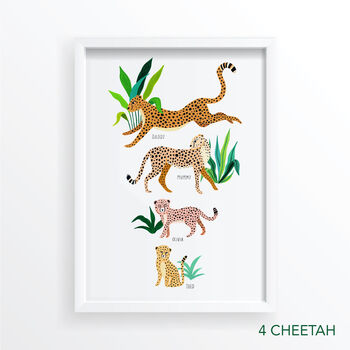 Personalised Cheetah Family Unframed Print, 5 of 9
