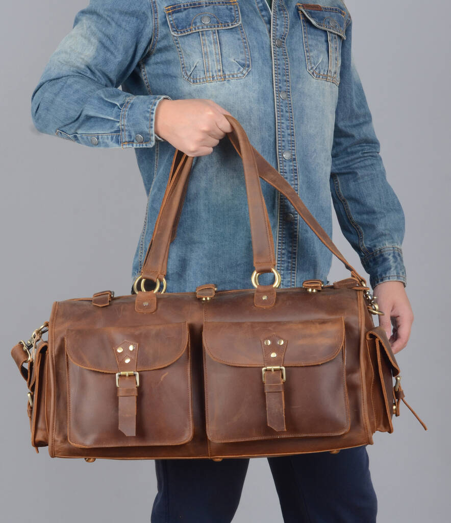 Worn Look Genuine Leather Holdall By Eazo | notonthehighstreet.com