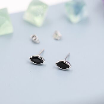 Black Cz Stud Earrings In Sterling Silver, 2 of 12