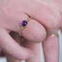 Solid Gold February Birthstone Amethyst Stacking Ring, thumbnail 2 of 4